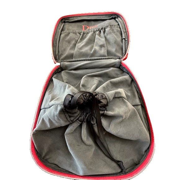 Christian Dior CD Logo Makeup Beaute Bag Clutch Pouch Red Black Patent Leather - Picture 3 of 7